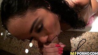 Honey Luau lathers up before hotel sex 2 porn video