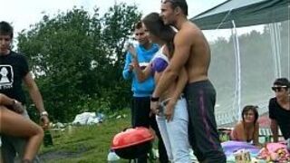 students staged a hot group sex at the lake porn video